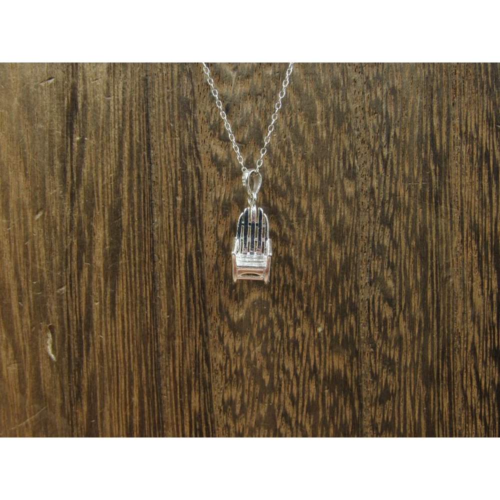 18" Sterling Silver Chair Pendant Necklace Vintage Mi… Gem